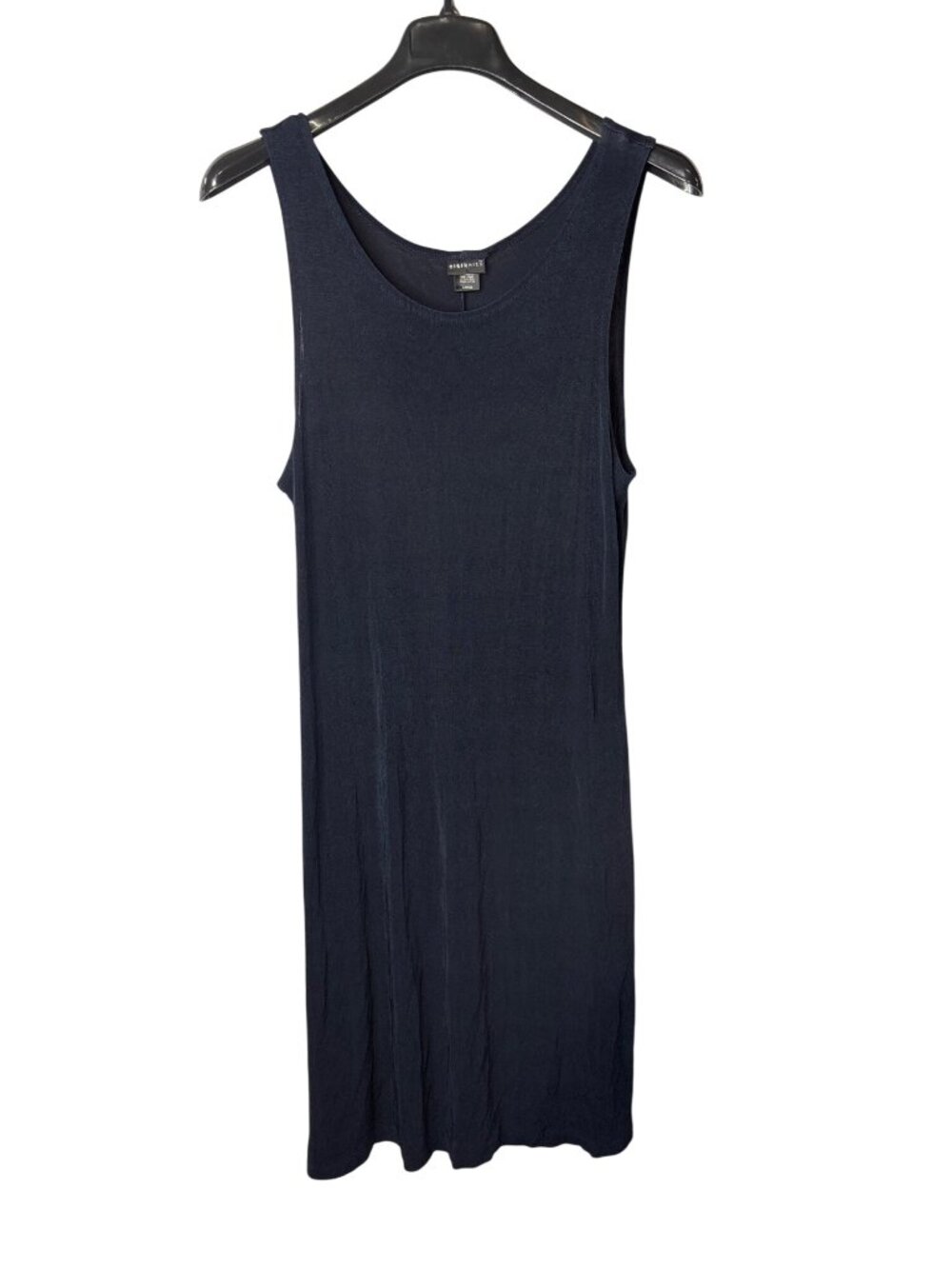 Citiknits Slinky Tank Dress Size L Midi Navy Blue Sleeveless Vintage 90s